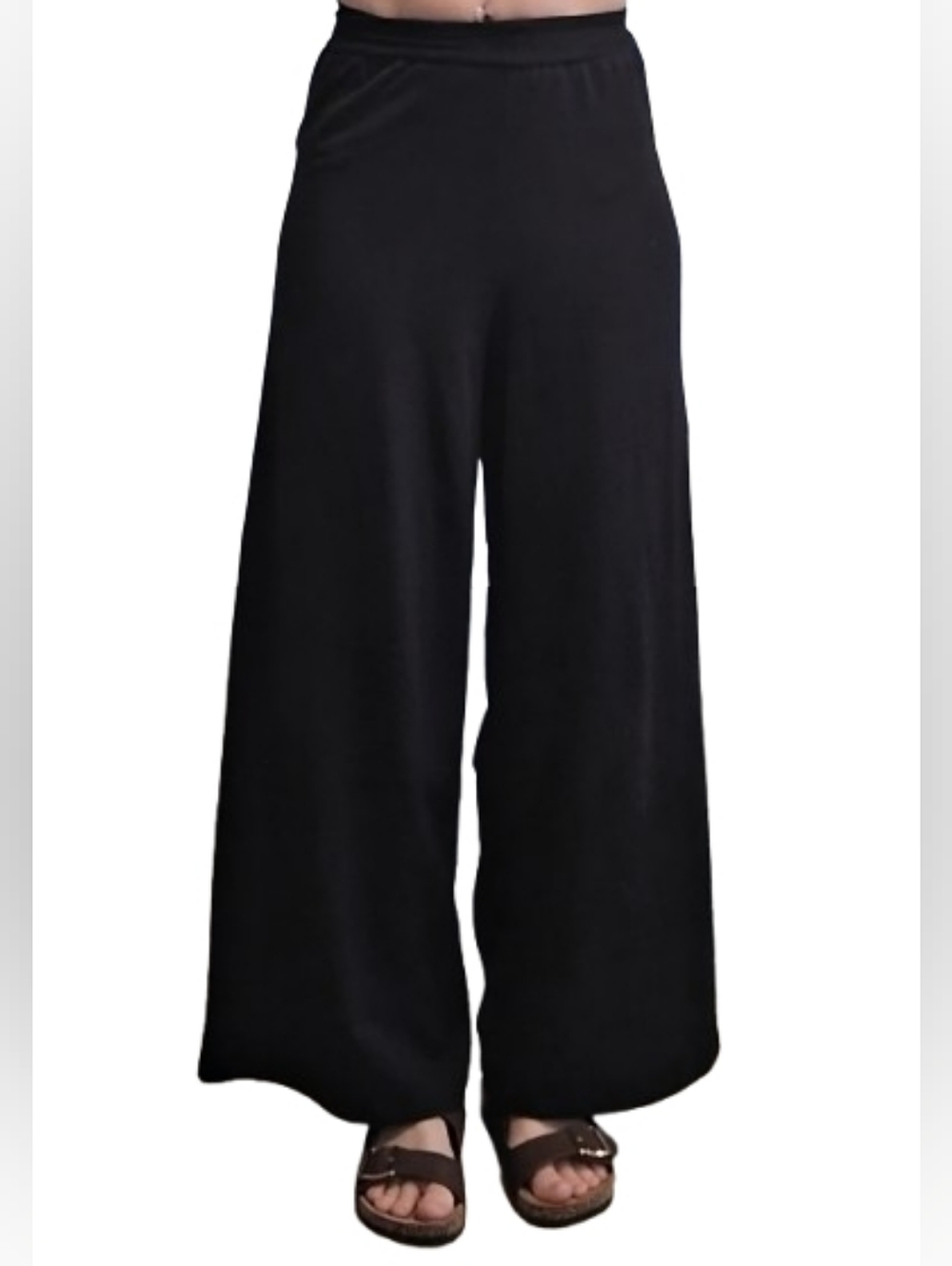 NWT Black Women's Medium High Waisted Wide Leg Sweatpants Pants OQQ Soft
